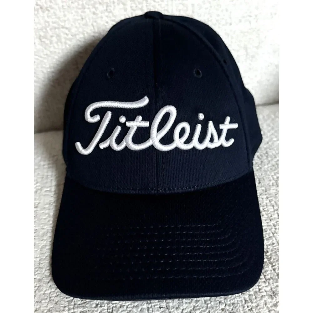 New Era Titleist Golf Mesh Flex Fitted L/XL Hat Cap Blue Company Logo